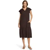 Cartoon Druckkleid Midi Dunkelbraun 40