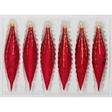 Christbaumkugeln-24.de 6 tlg. Glas-Zapfen Set in "Ice Rot Gold" Regen