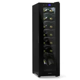 Klarstein Weinkühlschrank Shiraz 14 Slim Uno, für 14 Standardflaschen á 0,75l,Wein Flaschenkühlschrank Weintemperierschrank Weinschrank Kühlschrank schwarz