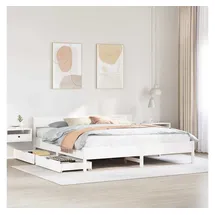 vidaXL Massivholzbett ohne Matratze Weiß 180x200 cm Kiefernholz