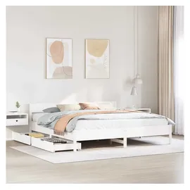 vidaXL Massivholzbett ohne Matratze Weiß 180x200 cm Kiefernholz
