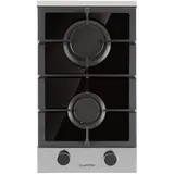 Klarstein Alchemist Domino Gaskochfeld 2-flammig Aluminium-Brenner Glaskeramik Silber