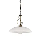 Helios Leuchten 203361 Pendellampe Landhaus | LED Hängelampe Leuchte | Pendelleuchte Lampe Alabasterglas | Küchenlampe rustikal | Deckenlampe antik braun