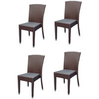 4x KONWAY® MAUI Stapelstuhl Mokka Polyrattan Garten Sessel Stuhl Set stapelbar