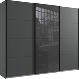 WIMEX Schwebetürenschrank »Norderstedt«, INKLUSIVE 2 Stoffboxen und 2 zusätzliche Einlegeböden, mit Glastür, grau