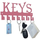 FairyCity Schlüsselhaken KEYS Wand-Schlüsselanhänger 7 Haken, home deko schlüsselbrett,Metall Schlüsselhalter für Wandhaken Dekor,wohnungs zubehör schlüsselboard 25 cm x 12,8 cm rosa