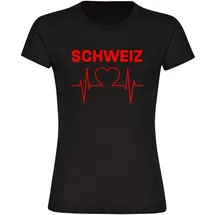 multifanshop Damen T-Shirt - Schweiz - Herzschlag - Druck rot - Frauen