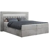 MKS Boxbett, GOLD-6 Led, 160/200 Hellgrau Velvet - H4