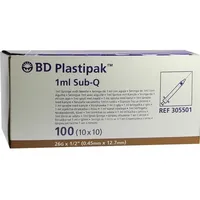 Becton Dickinson Spritzen 1 ml Sub-Q 26 G 1/2 100 St.