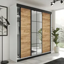 kier furniture Schiebetürenschrank Lamaro 250 x 205 x 59 cm Weiß/Eiche