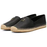 Tommy Hilfiger Espadrille »TH LOGO LEATHER ESPADRILLE«, Sommermode, Flats, Slipper, Schlupfschuh in schmaler Form, schwarz