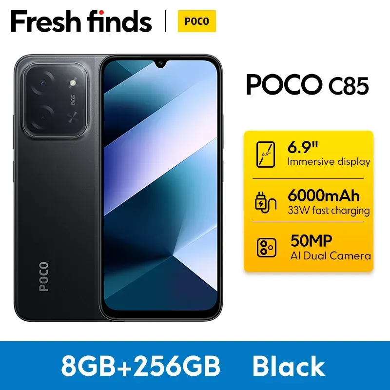 【Weltpremiere】POCO C85 Global Version Smartphone 128/256 GB Helio G81-Ultra 6000 mAh Akku 6,9-Zoll-Display 50 MP Kamera 33 W NFC
