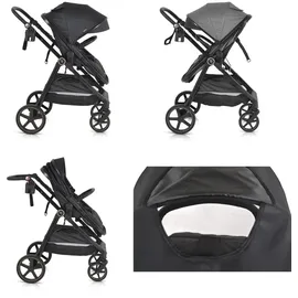 Moni Kinderwagen 2 in 1 Tokyo 22 kg umbaubar Wickeltasche Stoßdämpfer klappbar schwarz