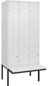 C+P Z-Spind Classic PLUS, Bank, 6 Fächer, 2120x900x815mm, 9016/9016 Verschluss Zylinderschloss Sitzbanktyp auskragend Material Sitzfläche Kunststoff
