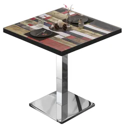 BM Bistrotisch | 60x60xH77cm | Vintage Bunt/Edelstahl