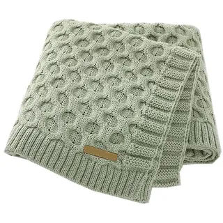 Surwin Strickdecke Babydecke Kuscheldecke Baumwolle, Mädchen und Jungen Babys Gestrickt Kinderdecke Freien Krabbeldecke Perfekt für Kinderwagen Babybett (80x100cm,Hellgrün)