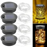 HOSPAOP 4 x Solarleuchten Ersatz Top 7 cm, Solarlampe Ersatz Solarmodul mit Warmweiß LED Lichterketten, Wasserdicht Solar Licht Ersatzteile für Solarlampen Laterne Deckel Gießkanne Garten