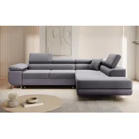 Luxusbetten24 Schlafsofa Designer Sofa Aston Stoff/Kunstleder, mit Stauraum und Schlaffunktion grau