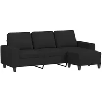 vidaXL 3-Sitzer-Sofa mit Hocker Schwarz 180 cm Stoff