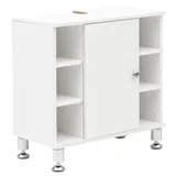 KADIMA DESIGN Waschbeckenunterschrank Weiß 60 cm breit mit Tür, Fächern und Ablage