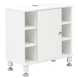 KADIMA DESIGN Waschbeckenunterschrank Weiß 60 cm breit mit Tür, Fächern und Ablage