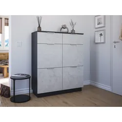 Schuhschrank Domus-XXL 2 Softeinzüge 4 Klappen 16 Paar Stein