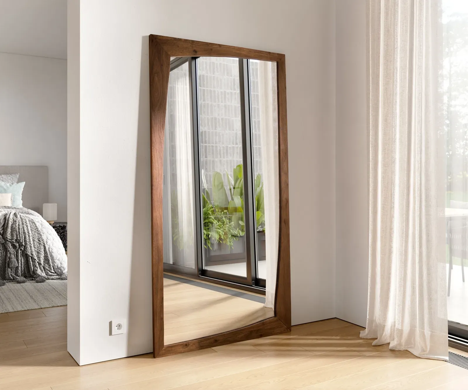 DELIFE Miroir-design Wyatt 200x100 cm marron acacia, Miroirs