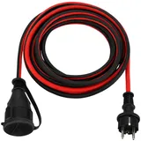 REV Ritter Verlängerungskabel Außen 5 m H05RR-F 3G1,5mm2, Schwarz Rot,