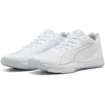 Puma Accelerate Turbo 4 Hallenschuhe, Unisex, Puma Weiß, PUMA Silber, Aschgrau, 44.5