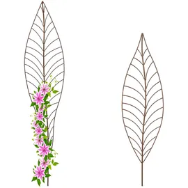 Relaxdays Rankhilfe Blatt 2er Set 2 Größen Metall Braun