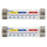 Lantelme 2 Stück Kühlschrankthermometer Edelstahl mit Haken und Saugnapf Temperatur von -40°C bis 24°C | Anbringung waagrecht | Analog Thermometer Set für Kühlschrank Gefrierschrank Kühltheke