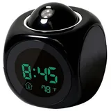 LIFKOME Multifunktionale Projektionsuhr mit LED Sprachfunktion Digitaler Wecker mit Snooze-Funktion Temperaturanzeige und Drehwinkel für Schlafzimmer und Büro
