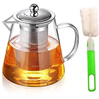 YISPIRIN 1300ML Teekanne Glas, Mit Abnehmbar Siebeinsatz, Runden,Borosilikatglas Teeservice, klare Teekanne für losen Tee und blühenden, Spülmaschinenfest