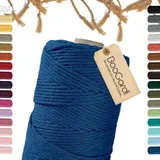 BooGardi Makramee Garn · Blau 3mm x 200m · 3mm oder 5mm · viele Farben · Baumwollkordel · Baumwollgarn · DIY Bastelkordel · Kordelband - Blau