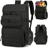 Outplea Taktischer Kühlrucksack, 30L Isoliert und Auslaufsicher Rucksack Kühler für 30 Dosen, Tragbare Weiche Thermo Picknicktasche für Tagesausflüge Camping Strand Picknick, Schwarze