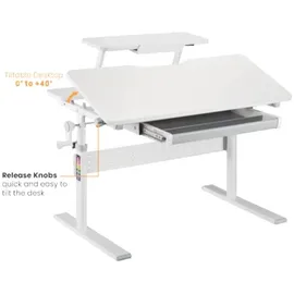 Ergo Office Kinderschreibtisch ER-483 70 x 50 cm Holz grau/weiß