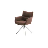 MCA Furniture MCA LIMONE 2 4 Fuß Stuhl mit Armlehnen Edelstahl/Leder 360° drehbar Remona , braun , Maße (cm): B: 61 H: 88 T: 62