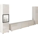 INOSIGN Wohnwand »BERLIN III«, (Komplett-Set, 3 St.), moderne grifflose Mediawand Breite 260 cm, Vitrine mit Verglasung, weiß