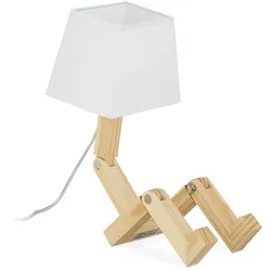 Relaxdays Relaxdays Tischlampe Roboter, verstellbar, Lampenschirm, originell, Schreibtischlampe HxBxT: 42x18x32 cm, Holz, natur