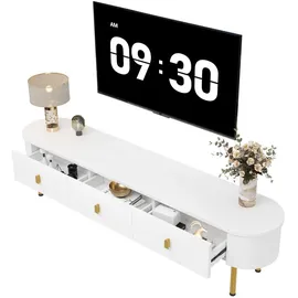 Okwish TV-Lowboard 174x41x35 cm Weiß/Gold MDF