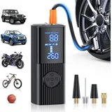 LeuKoles Elektrische Luftpump, Fahrradpumpe mit 12000mAh Akku, 150PSI Fahrradpumpe Elektrisch mit Manometer, Akku luftpumpe mit Digital LCD Bildschirm für Auto, Fahrräder, Motorräder, & Bälle