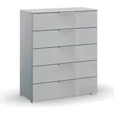Rauch Schubkastenkommode RAUCH "Skat Meridian Kommode Sideboard Wäscheschrank", grau (seidengrau, glas seidengrau), B:80cm H:100cm T:42cm, Holzwerkstoff, Sideboards, mit 5 Schubladen mit Glasfront in elegantem Design