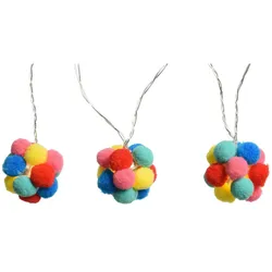 MARELIDA LED Deko Lichterkette bunte Pompoms Girlande mit 10 Stoffbommeln 1,8m
