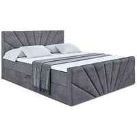 ALTDECOR Boxspringbett MILTIO-Z, Polsterbett mit Kopfteil, Bettkasten, Fußteil - Mittelfest (H3) Matratze - 160x200 - Dunkelgrau Samt