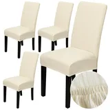 MEIVINES Stuhlhussen 4er Set Universal Stretch Stuhlhussen Moderne Jacquard Esszimmerstühle Bezüge Waschbarer Esszimmer Stuhl Abdeckungen für Haus, Küche,Restaurant, Bankett,Party (Beige)