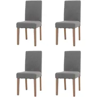 Mendler 4er-Set Esszimmerstuhl Littau, Stuhl Küchenstuhl Hochlehner, Stoff/Textil Bouclé