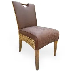 Esszimmer Stühle Polsterstuhl Rattanstuhl Darwin Polster Lederoptik muskat