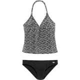 VENICE BEACH Tankini VENICE BEACH, Mädchen, Gr. 170/176, N-Gr, schwarz-weiß (schwarz, weiß), Polyamid, Melange-Effekt, Bikini-Sets Tankini, verstellbare Träger, unifarbene Hose