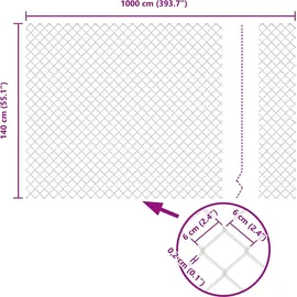 vidaXL Maschendrahtzaun Silber 10 x 1.4 m Galvanisiertes Stahl vidaXL