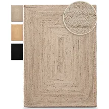 carpetfine Teppich CARPETFINE "Nele Juteteppich Naturfaser", taupe, B:80cm H:6mm L:80cm, Jute, Teppiche, Teppich, geflochtener Wendeteppich aus 100% Jute, quadratisch und als Läufer